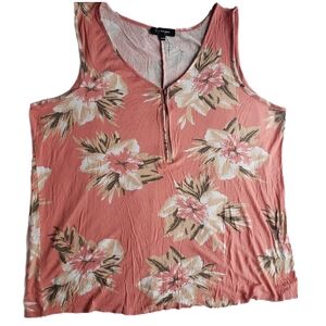 Floral Coral Sleeveless Top